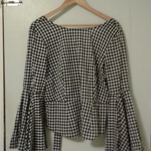 Black white check blouse